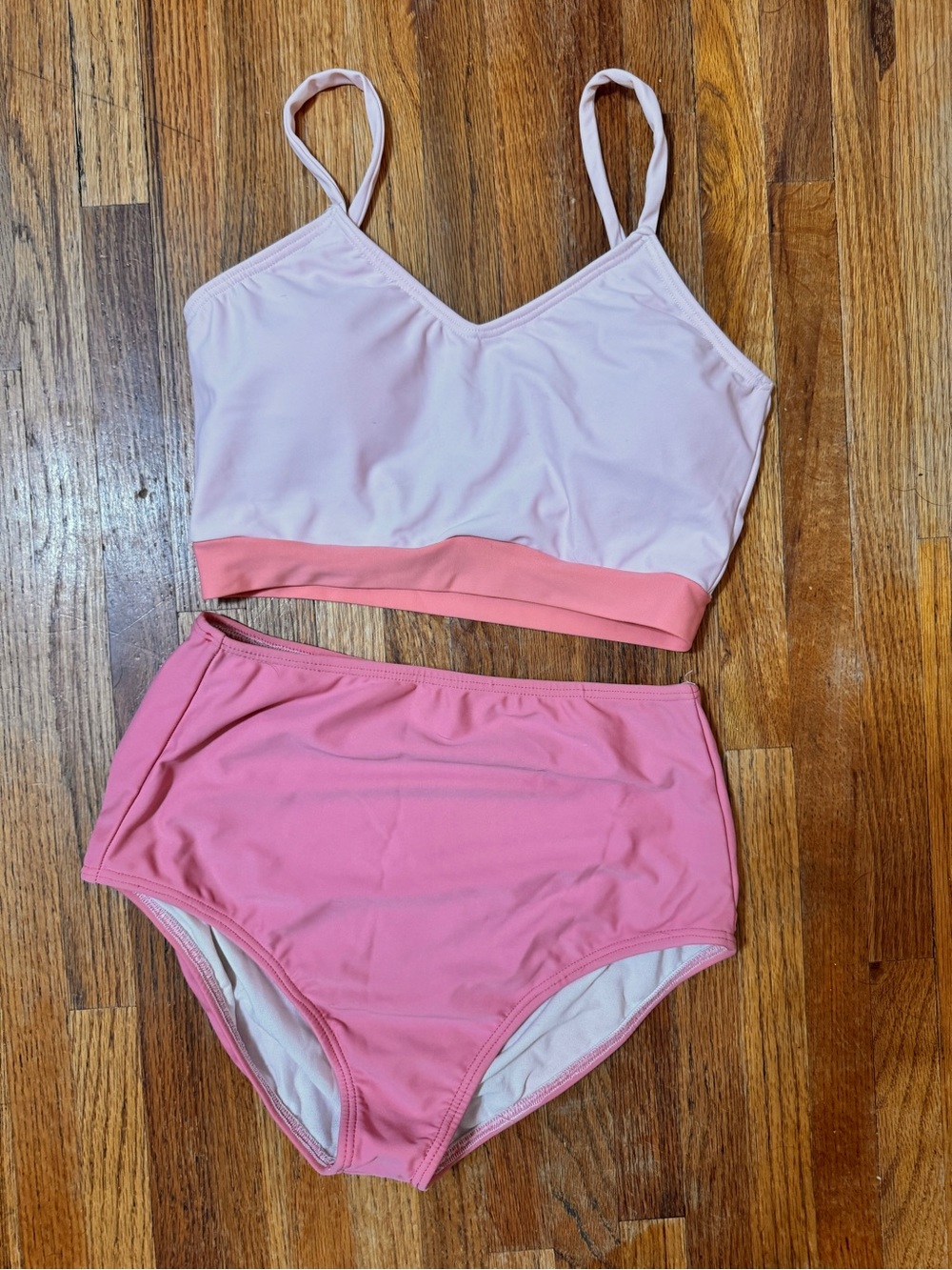 Two-Tone Pink High-Waist Bikini Set